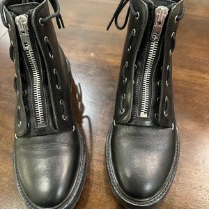 Rag & Bone Black Moto Boots with Zipper
